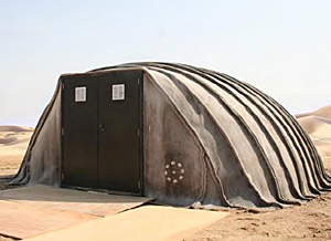 Deployed Concrete Canvas material shelter